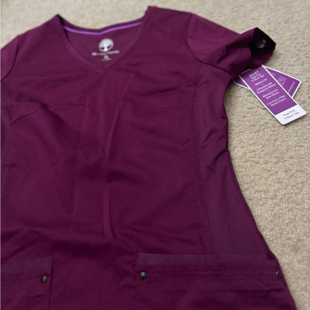 Healing Hands Scrub Top (Wine Color)